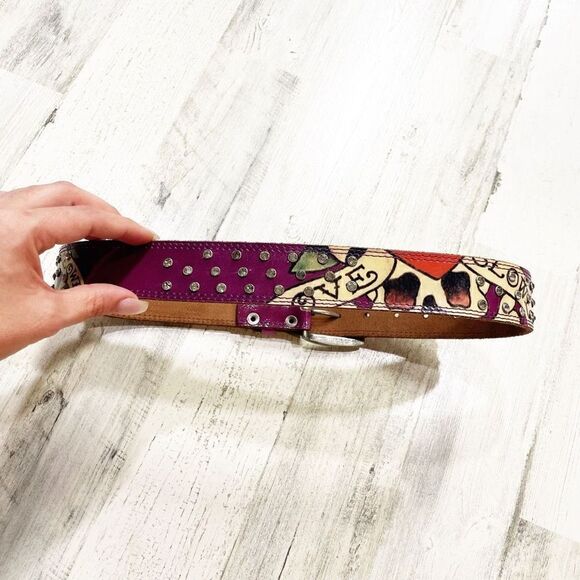Ed Hardy 2000S Y2K Leather Handmade Belt Size S main image 4